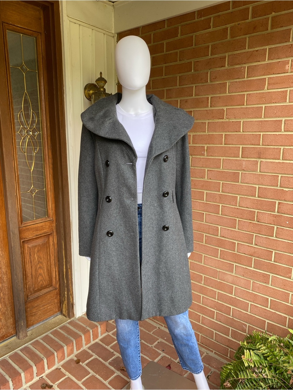 Vintage Y2K MetroStyle Gray Wool Blend button up Coat - Oversized Shawl Collar